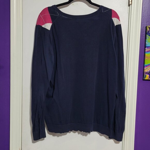 LOT OF 2 TOMMY HILFIGER LIGHTWEIGHT 100% PIMA COTTON ARGYLE SWEATERS EUC 2X XXL - Picture 3 of 14